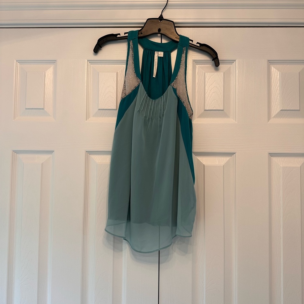 LC Lauren Conrad Green Asymmetrical Sleeveless Tank Top